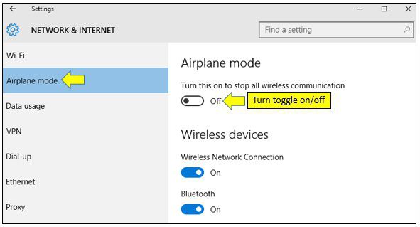 Kā es varu izslēgt lidmašīnas režīmu (Windows 10)? Problēmu novēršana