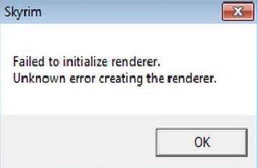 kā palaist skyrim, ja rakstiski neizdevās inicializēt renderētāju